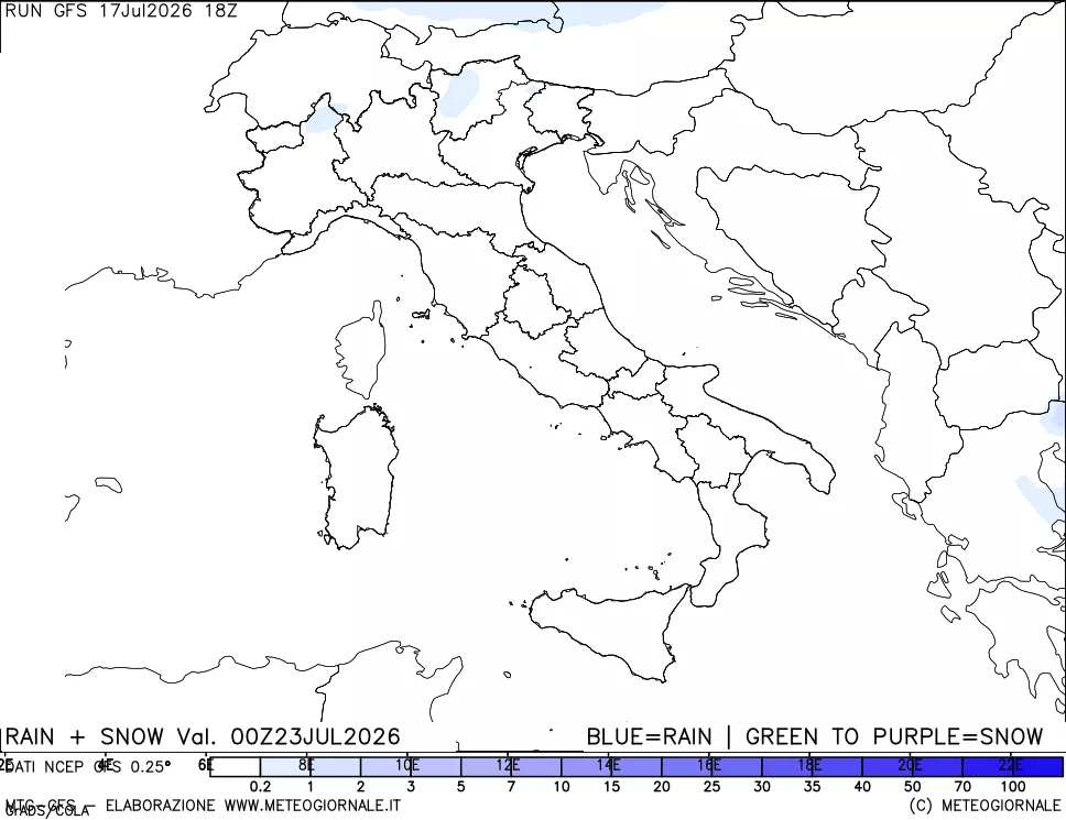 mappa Precipitazioni totali e nevose