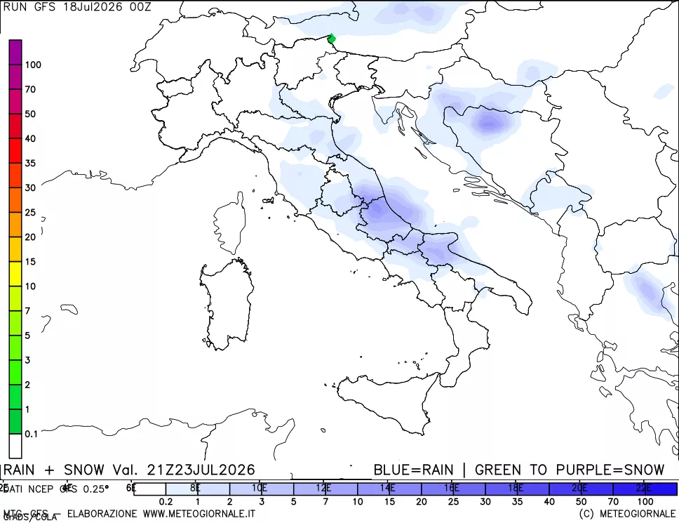 mappa Precipitazioni totali e nevose