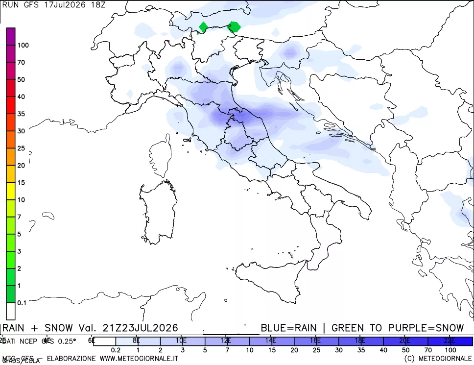 mappa Precipitazioni totali e nevose