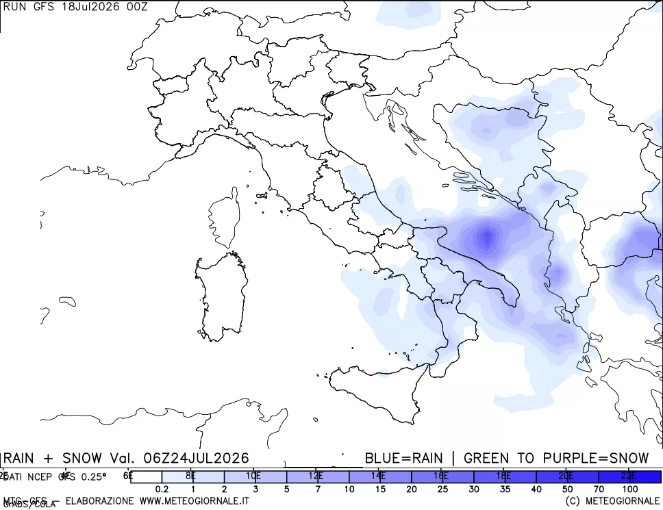 mappa Precipitazioni totali e nevose