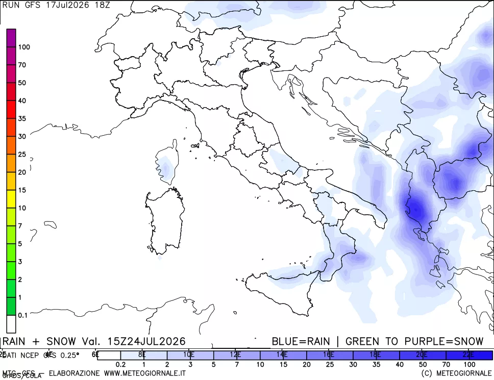 mappa Precipitazioni totali e nevose