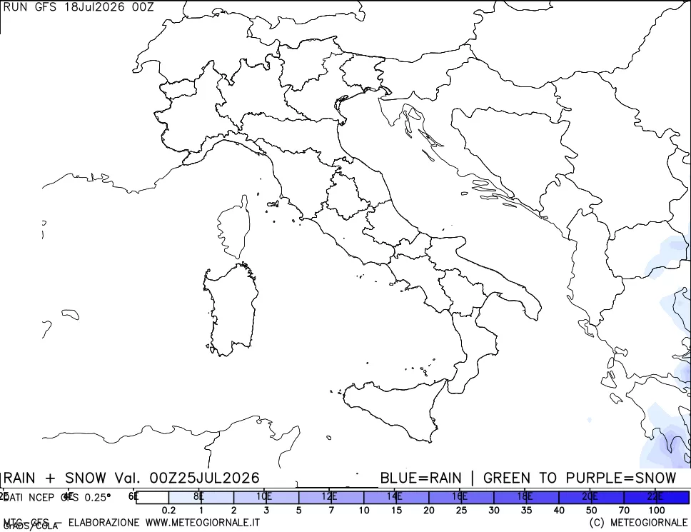 mappa Precipitazioni totali e nevose