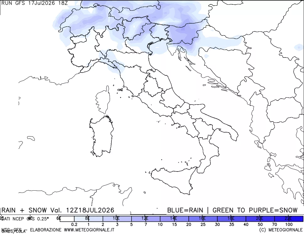 mappa Precipitazioni totali e nevose