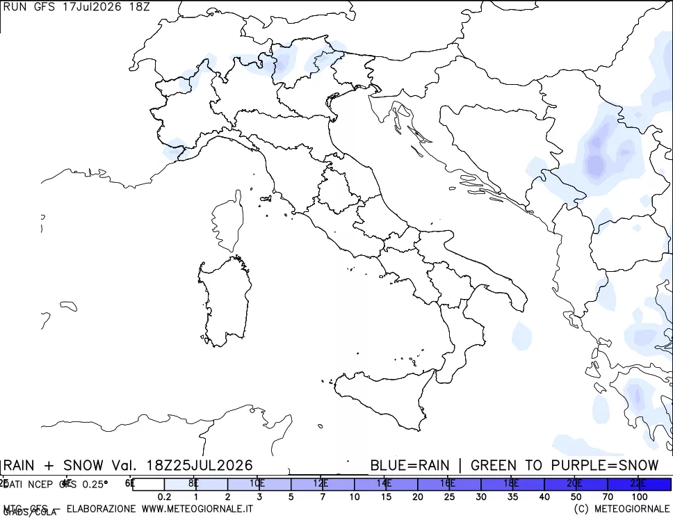 mappa Precipitazioni totali e nevose