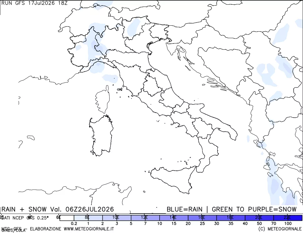 mappa Precipitazioni totali e nevose