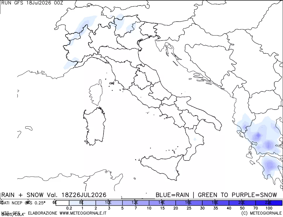 mappa Precipitazioni totali e nevose