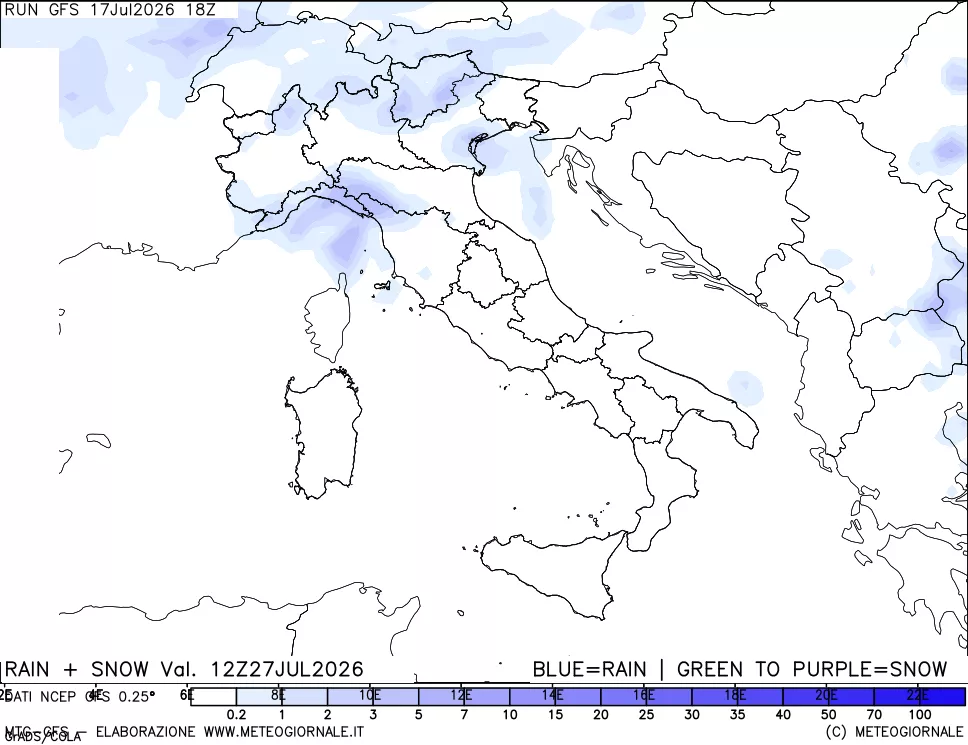 mappa Precipitazioni totali e nevose