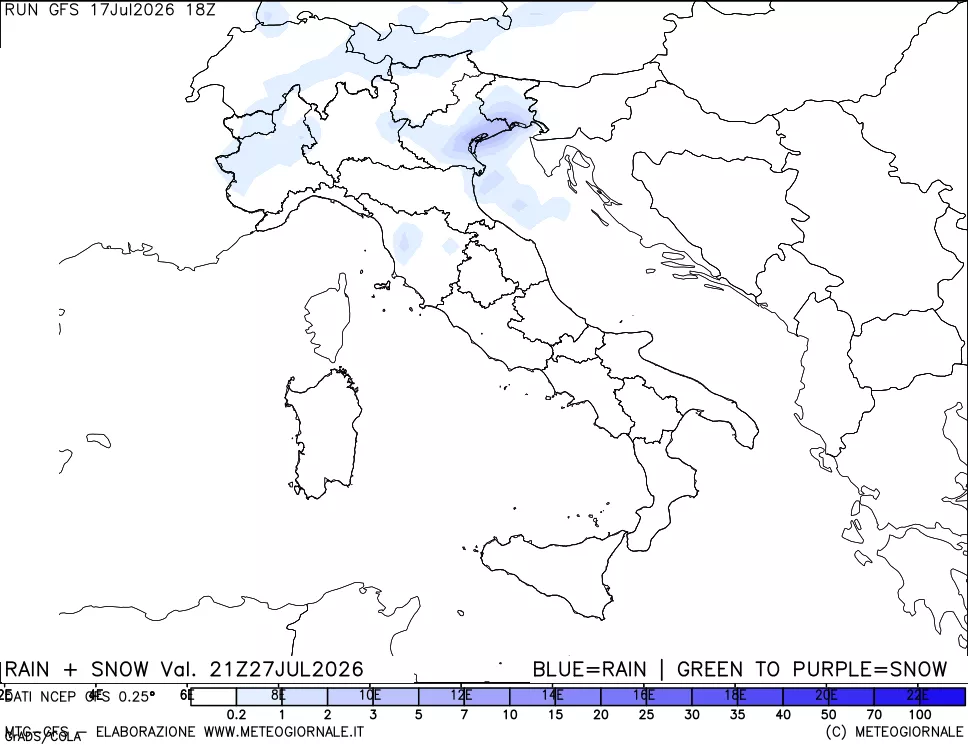 mappa Precipitazioni totali e nevose