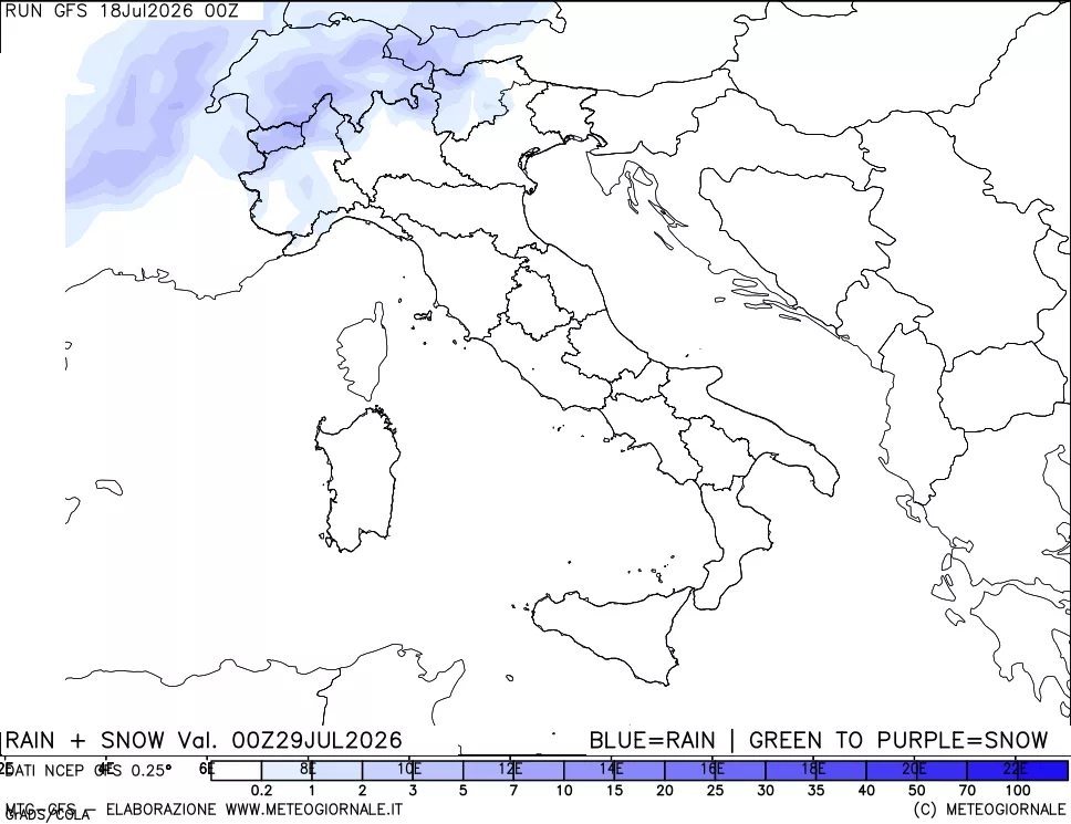mappa Precipitazioni totali e nevose