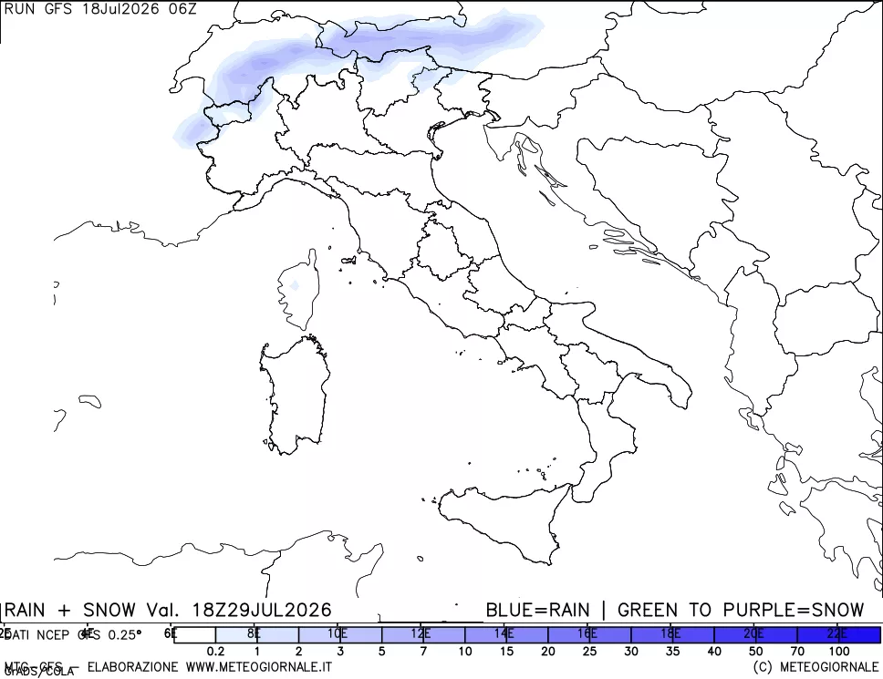 mappa Precipitazioni totali e nevose