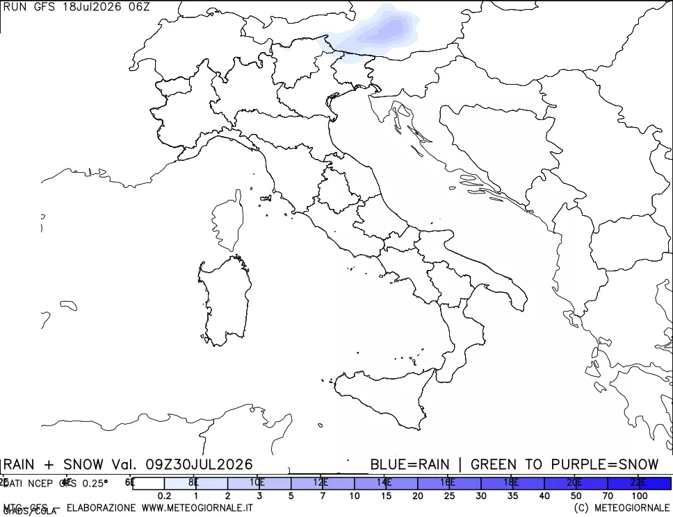 mappa Precipitazioni totali e nevose