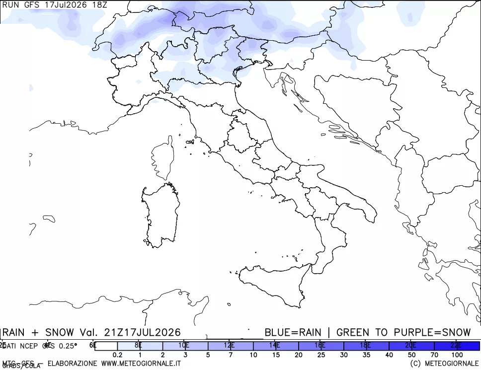 mappa Precipitazioni totali e nevose