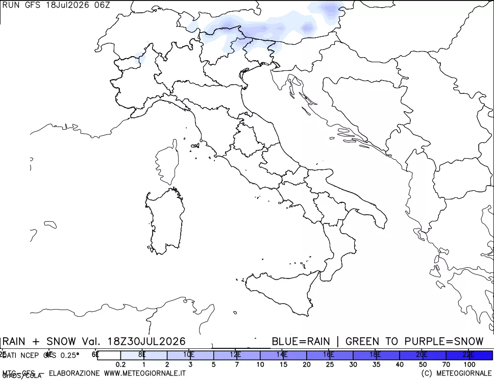 mappa Precipitazioni totali e nevose