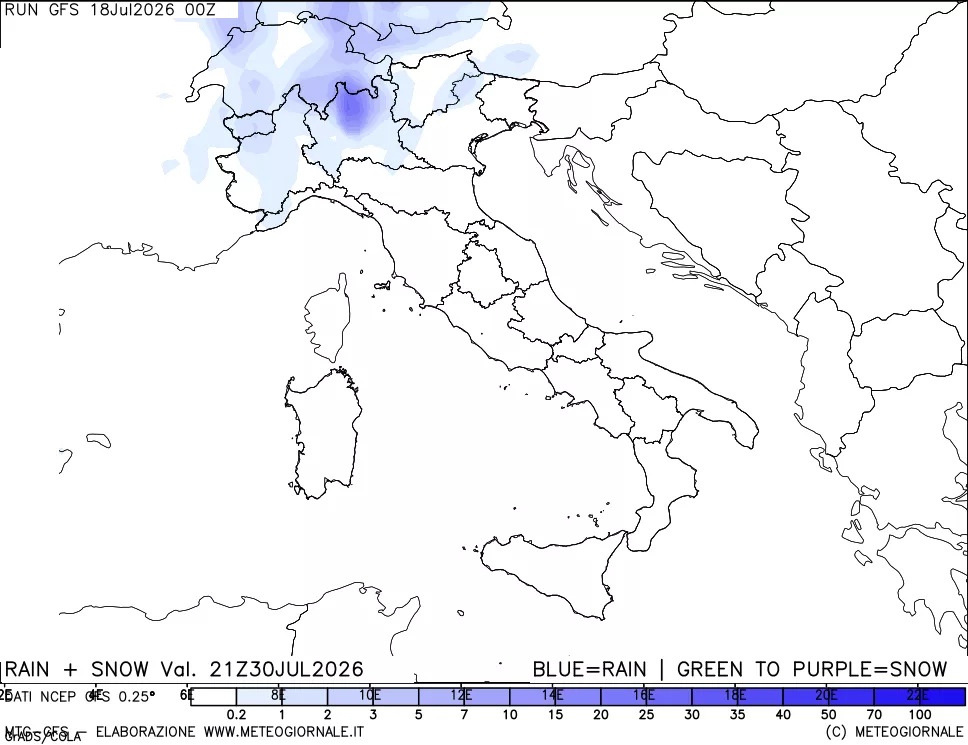 mappa Precipitazioni totali e nevose
