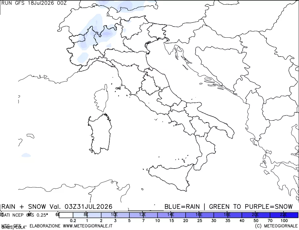 mappa Precipitazioni totali e nevose