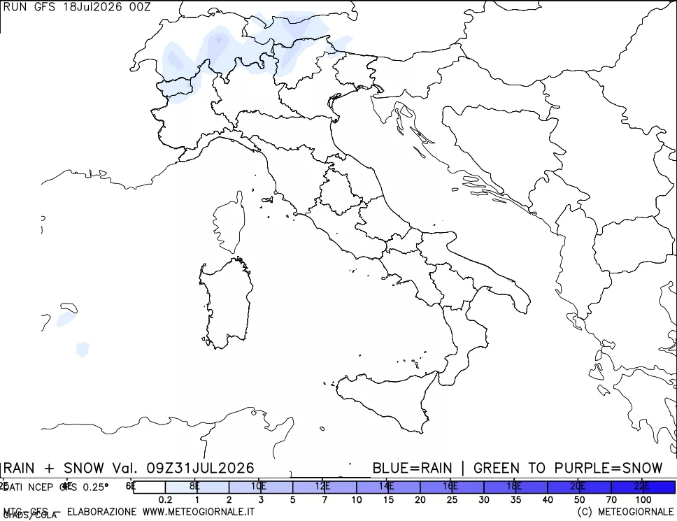 mappa Precipitazioni totali e nevose