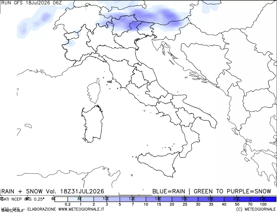 mappa Precipitazioni totali e nevose