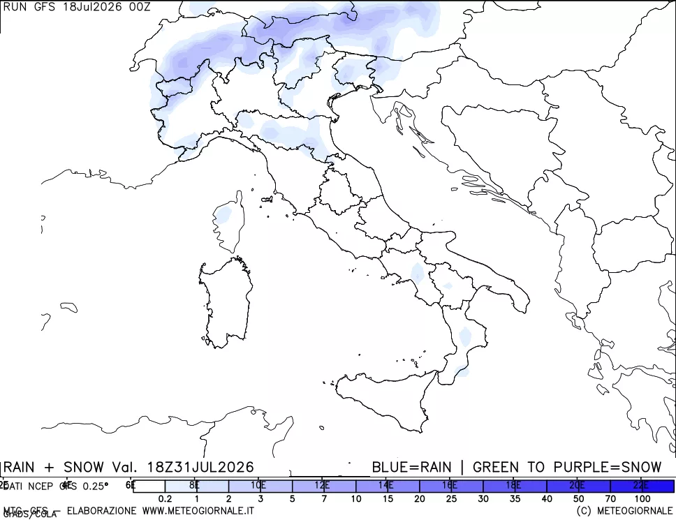 mappa Precipitazioni totali e nevose