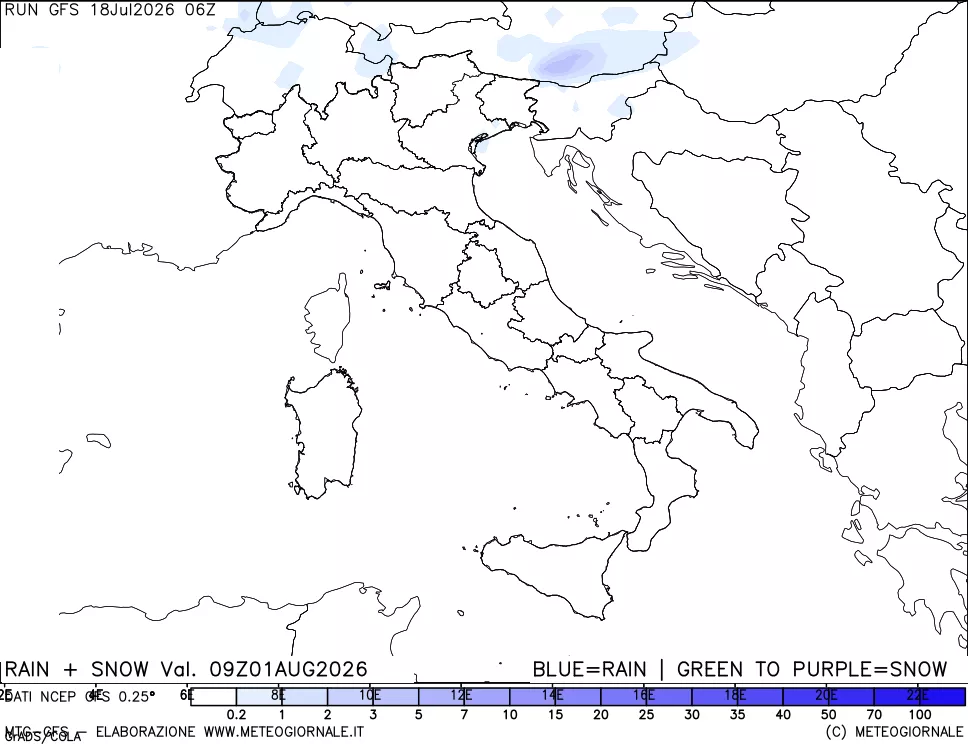 mappa Precipitazioni totali e nevose