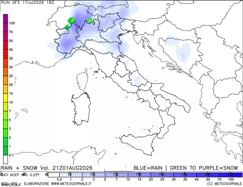 mappa Precipitazioni totali e nevose