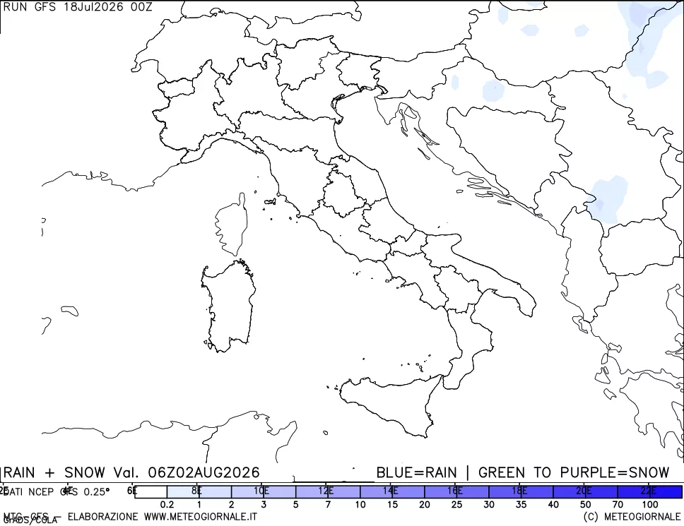 mappa Precipitazioni totali e nevose
