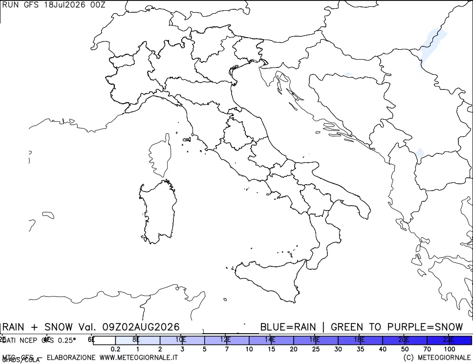 mappa Precipitazioni totali e nevose