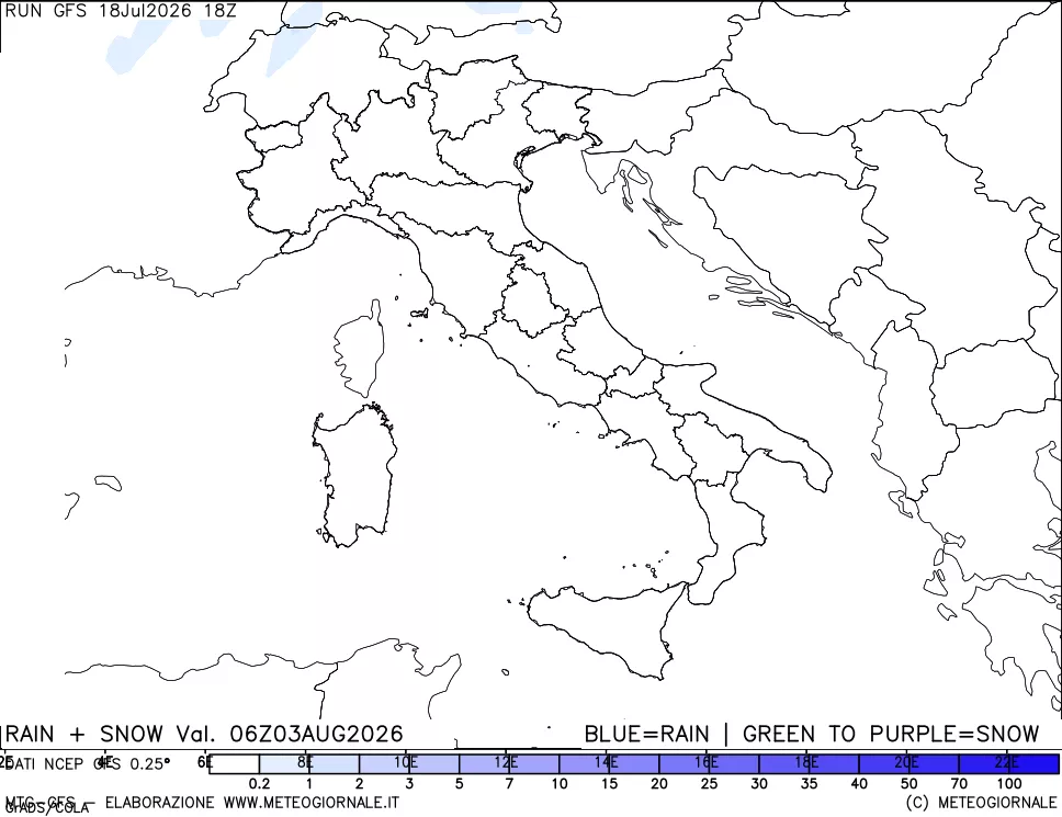 mappa Precipitazioni totali e nevose