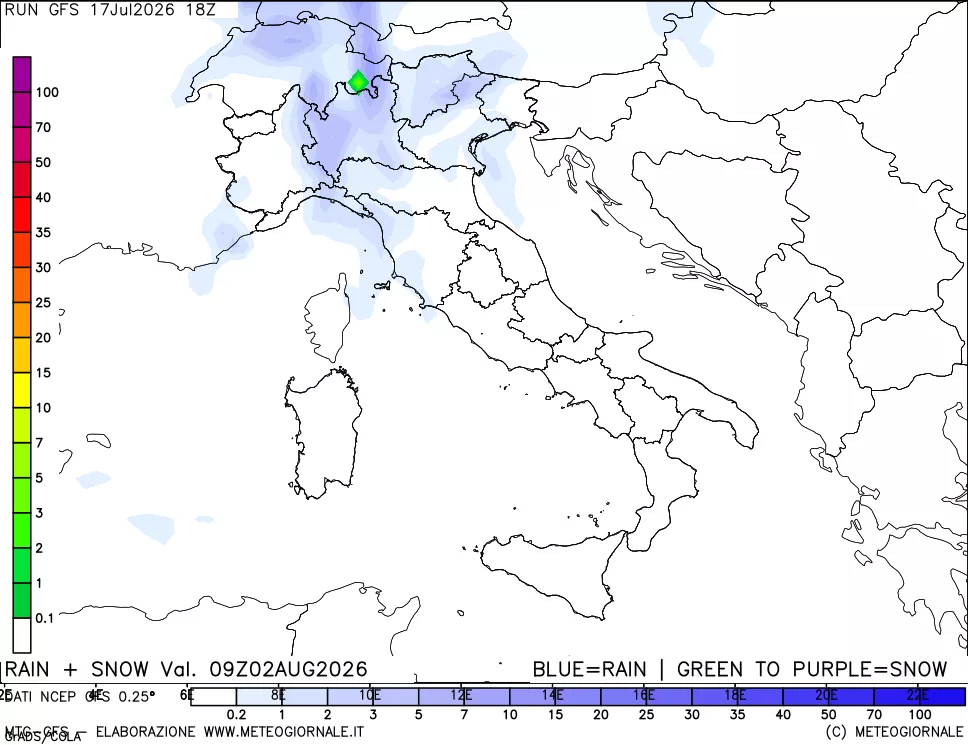 mappa Precipitazioni totali e nevose