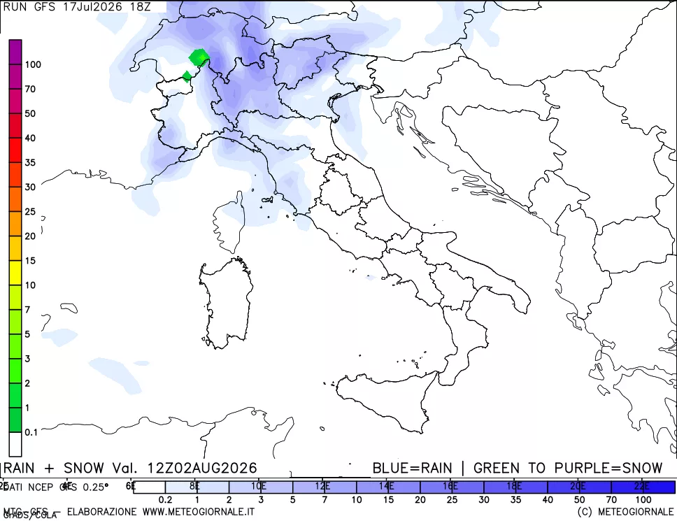 mappa Precipitazioni totali e nevose