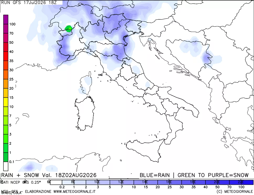 mappa Precipitazioni totali e nevose