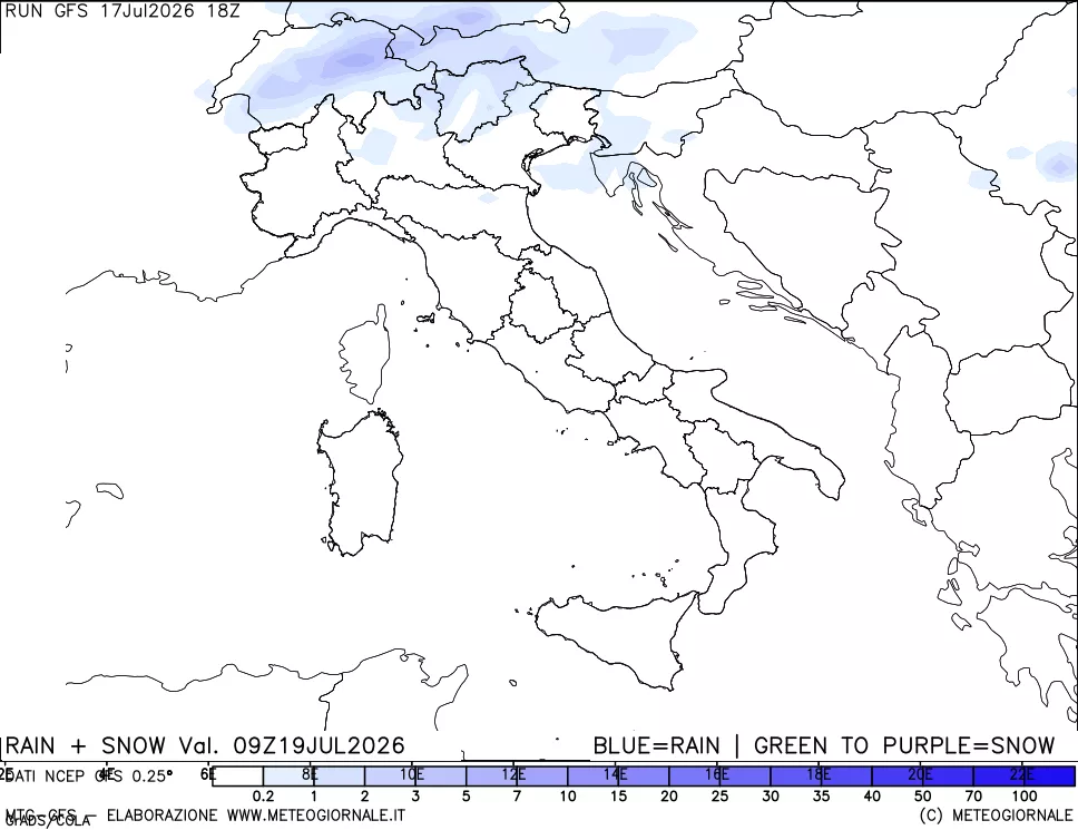 mappa Precipitazioni totali e nevose