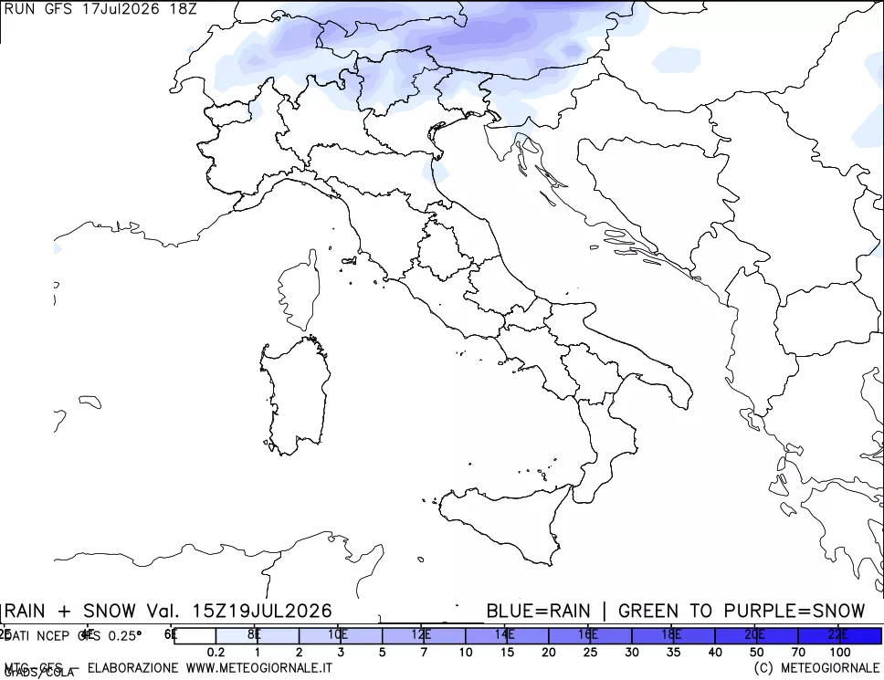mappa Precipitazioni totali e nevose