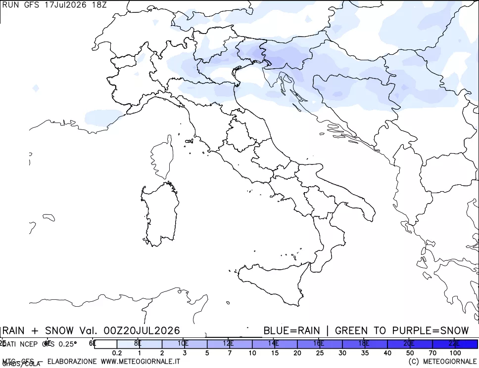 mappa Precipitazioni totali e nevose