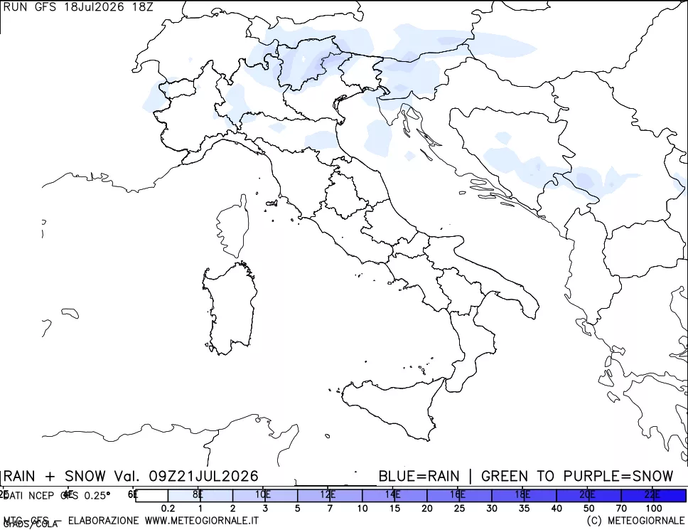 mappa Precipitazioni totali e nevose