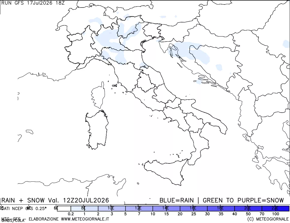 mappa Precipitazioni totali e nevose