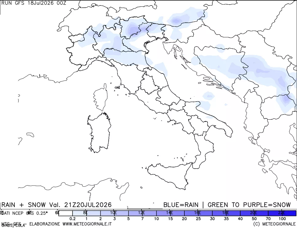 mappa Precipitazioni totali e nevose