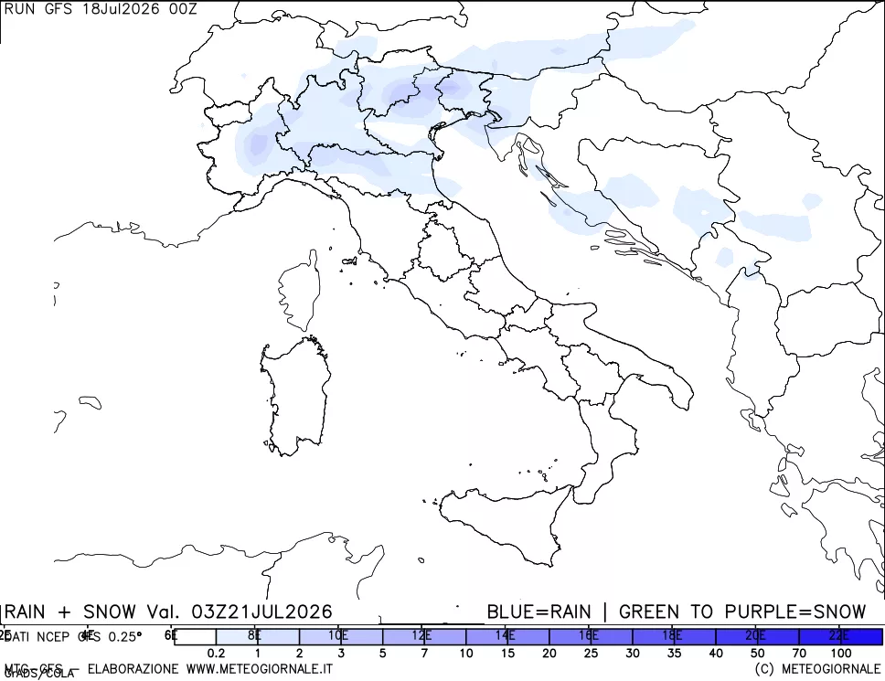 mappa Precipitazioni totali e nevose