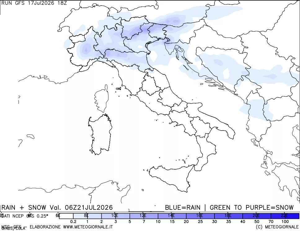 mappa Precipitazioni totali e nevose