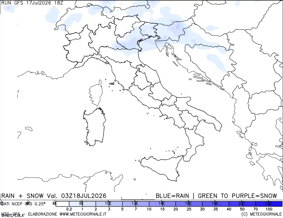 mappa Precipitazioni totali e nevose