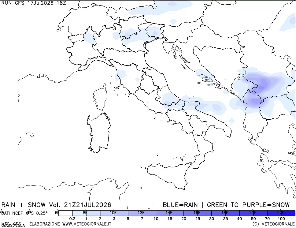 mappa Precipitazioni totali e nevose
