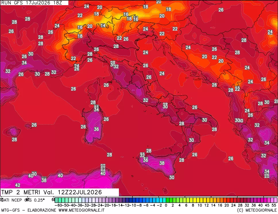 mappa Temp 2 metri