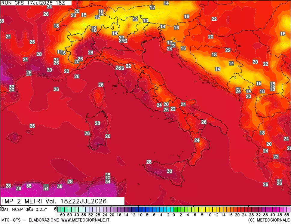 mappa Temp 2 metri