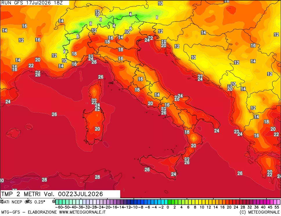 mappa Temp 2 metri