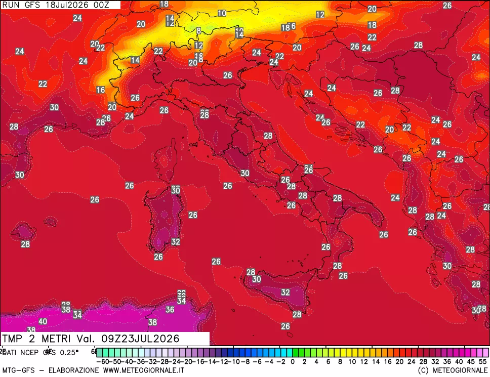 mappa Temp 2 metri