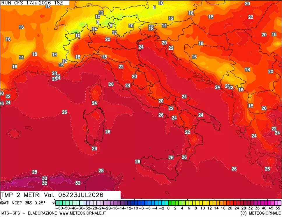 mappa Temp 2 metri