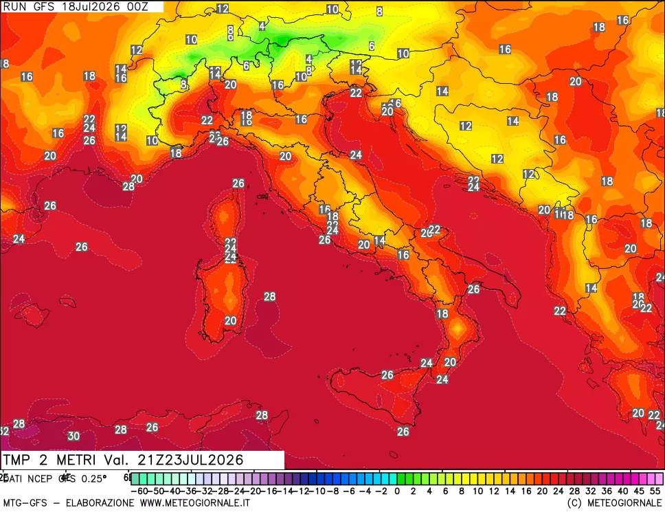 mappa Temp 2 metri
