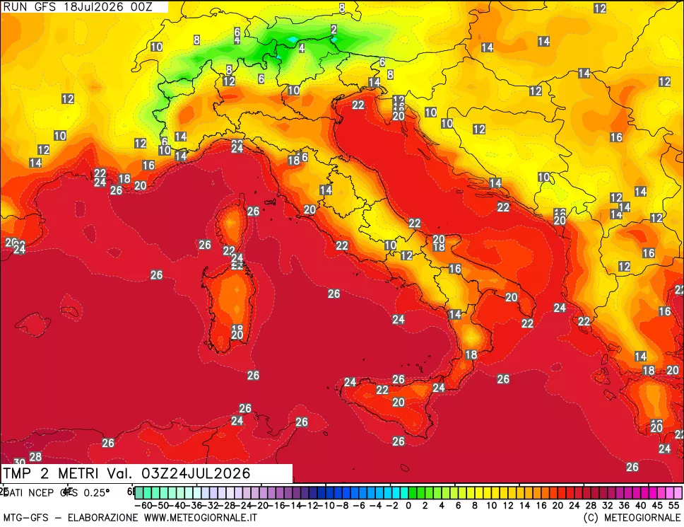 mappa Temp 2 metri