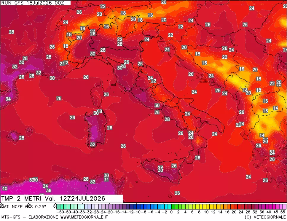 mappa Temp 2 metri