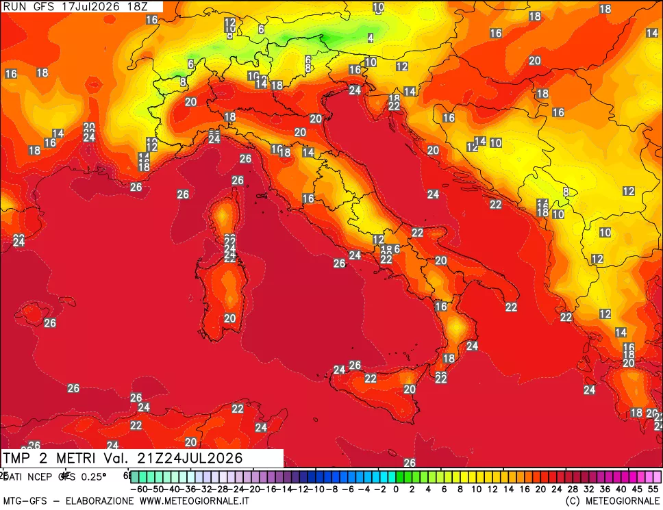 mappa Temp 2 metri