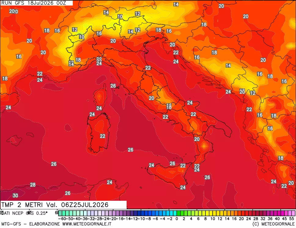 mappa Temp 2 metri